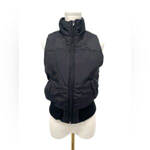 Express Y2K High Neck Puffer Vest Women Small Black Zip-up Turtleneck Pockets